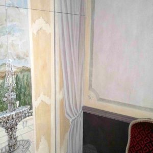 Trompe L'oeil Italianate Scene Painted To Disguise Folding Doors