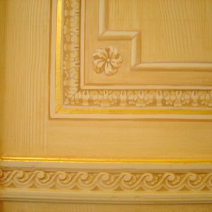 Trompe L'oeil Mouldings On Faux Bois With Gilded Coach Lines