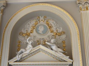 Specialist decorating with gilding and painted plasterwork at Orleans House, Twickenham, London
